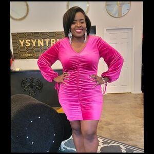 Elegant Pink Velvet Dress